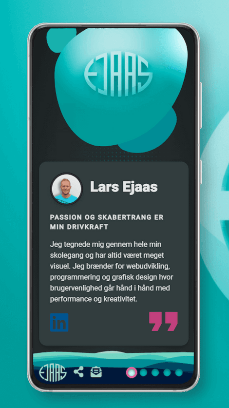Skærmbillede af larsejaas.com startside på en smartphone