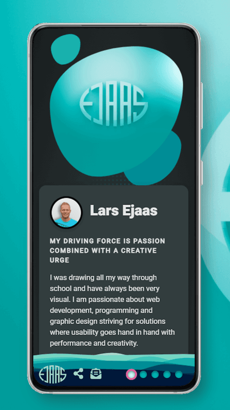 Screenshot of larsejaas.com index page on smartphone