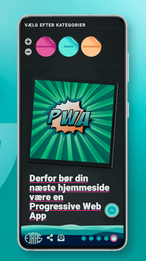 Skærmbillede af larsejaas.com artikelside på en smartphone