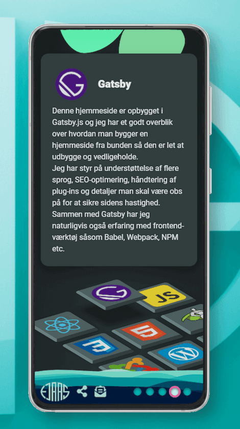 Skærmbillede af larsejaas.com kompetenceside på en smartphone