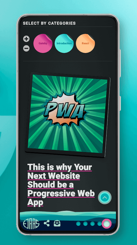 Screenshot of larsejaas.com articles page on smartphone
